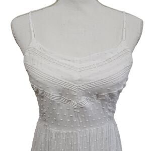 Nectar White Swiss Dot Lace Trim Slip Dress Lined Size Med